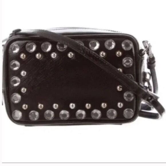 *PRADA* Bijoux Crystal Studded *Mini* Saffiano Patent Crossbody - Picture 4 of 12